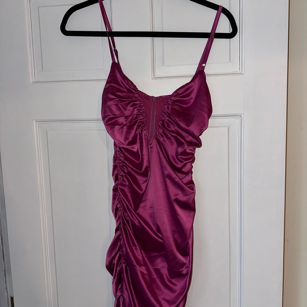 Deep Plunge Ruched Dress - S